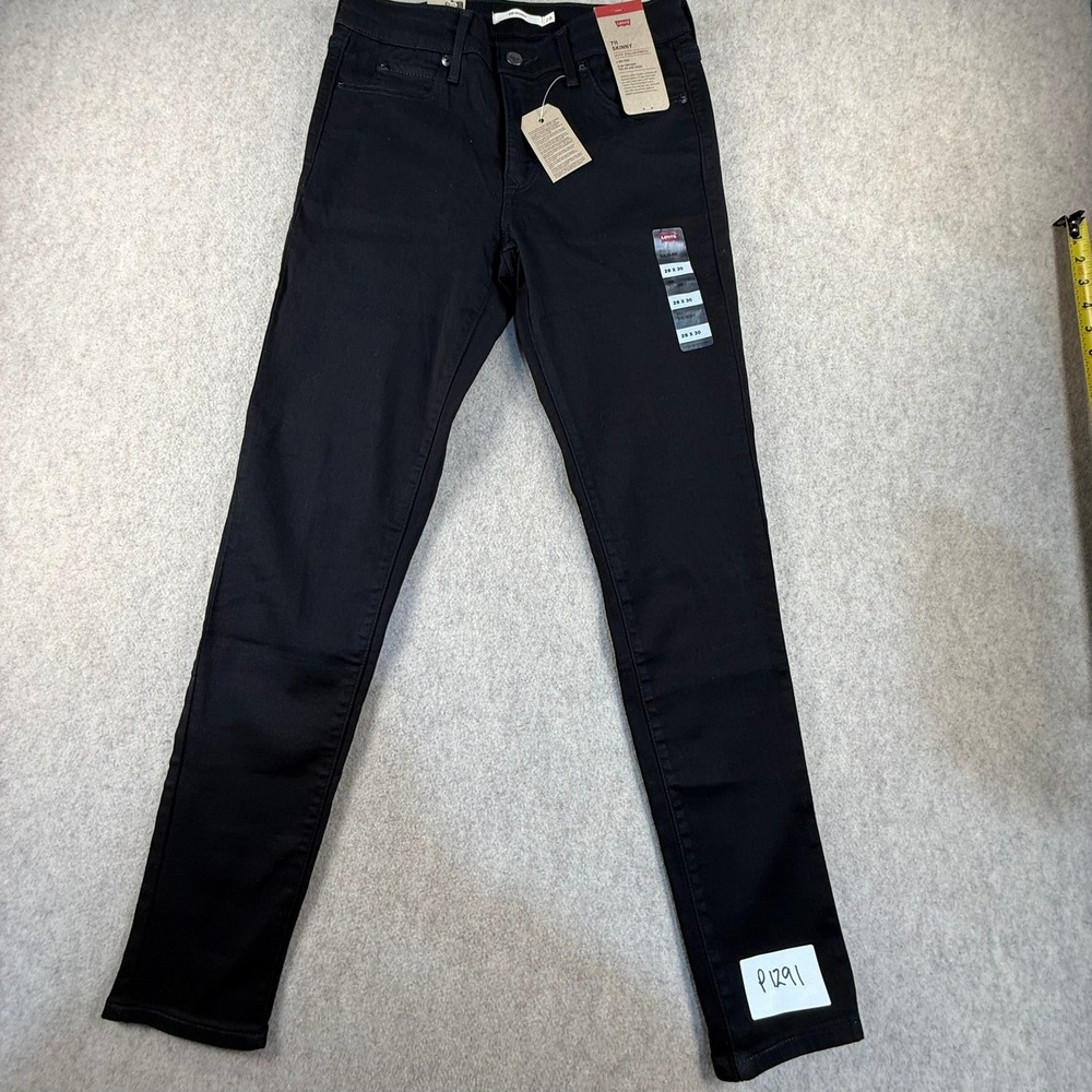Levis 711 Skinny Jeans Womens 28x30 Black Mid Rise Stellar Stretch Denim New